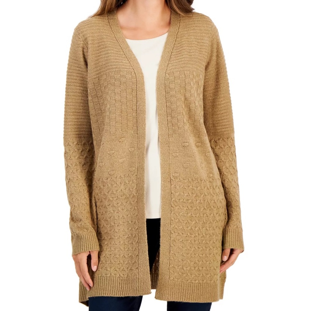 NWT Karen Scott Popcorn Knit Cardigan